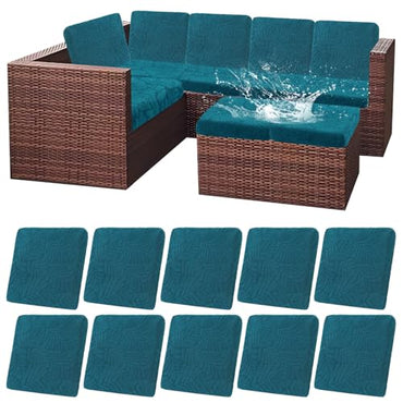 Outdoor Patio Cushion Covers Set of 10 Waterproof Stretch Seat Cushion Cover for Patio Furniture Clearance Outdoor Sofa Cushion Cover Replacement Couch Slipcovers Chair Seat Cover