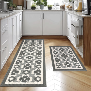 HEBE High-low Pile Non-slip Kitchen Mat Runner Rug (Set of 2--20"x32"+20"x60")