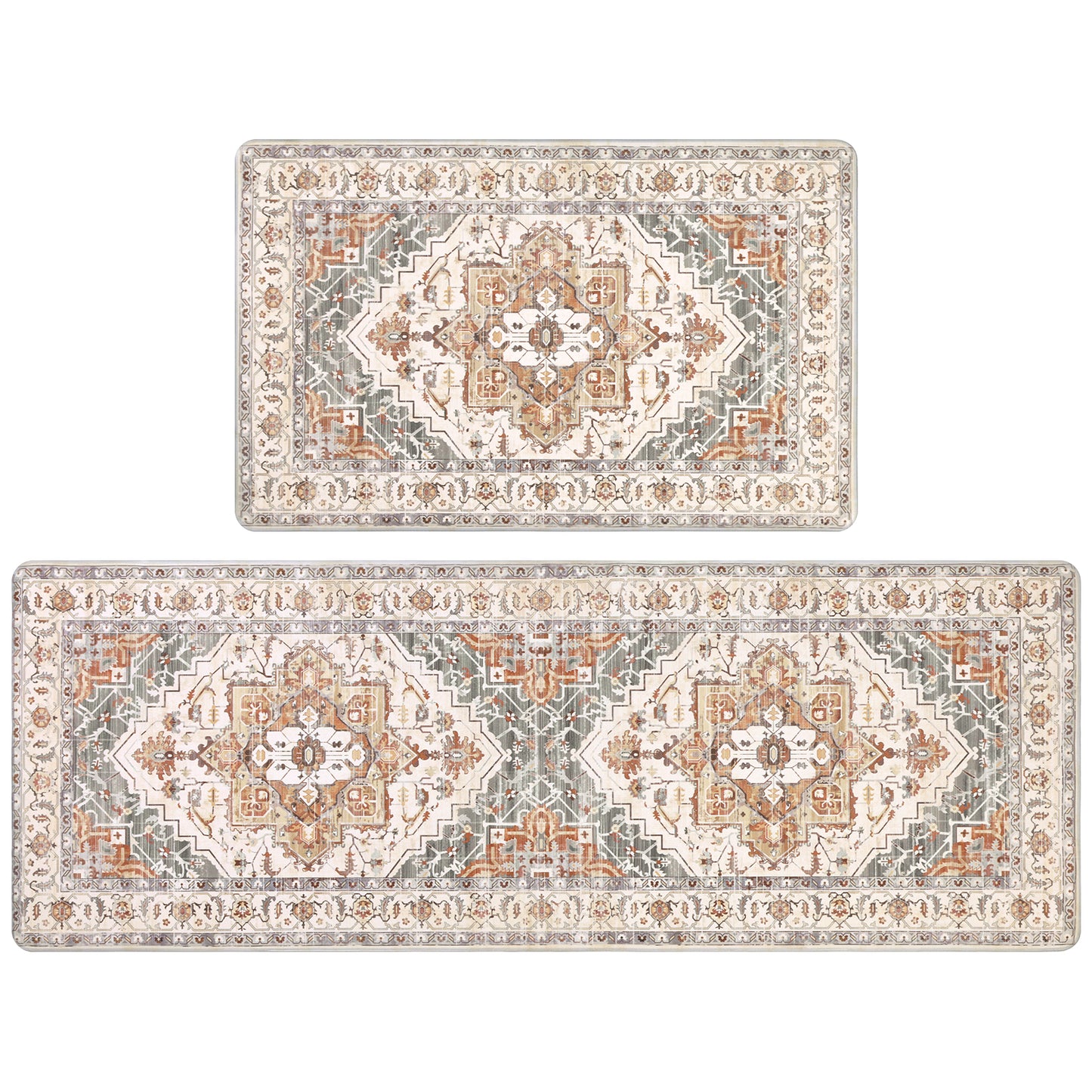 HEBE Anti Fatigue Kitchen Mat Set of 2 Cushioned Kitchen Floor Mats Waterproof Kitchen Rugs Non Slip Kitchen Runner Rug Comfort Soft Standing Mat Carpets