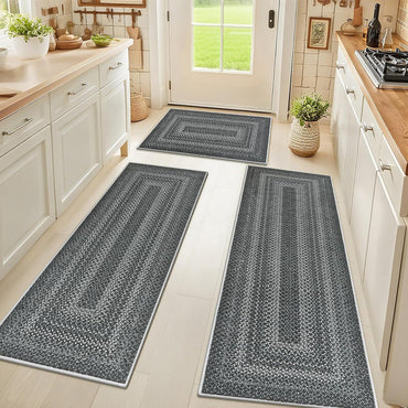 HEBE Boho Kitchen Rugs Sets 3 Piece with Runner Non Slip Kitchen Mats for Floor Washable Bohemian Runner Rug Set of 3 