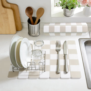 HEBE Stone Drying Mat for Kitchen Counter, Foldable Ultra Absorbent Stone Drying Mat