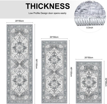 HEBE 3 Piece Non Slip Kitchen Rugs Set