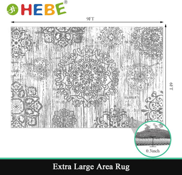 Washable Area Rug Non Slip Soft Distressed Medallion Bedroom & Living Room Rugs Vintage Entry Floor Carpet for Dining Room Bathroom Entryway