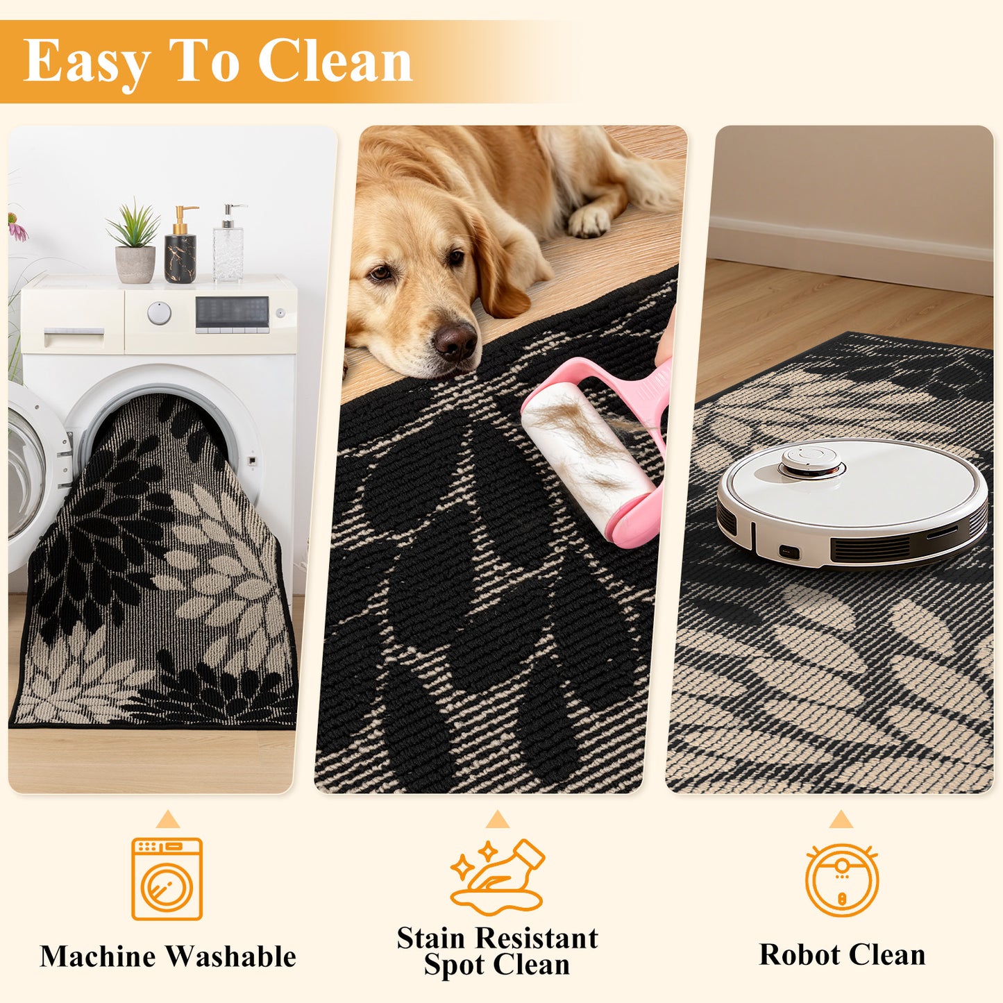 HEBE Indoor Door Mat, Non Slip Washable Mats for Front Door Entrance, Low Profile Dirt Trapper Doormat Entry Carpet for Entryway, Kitchen, Bathroom