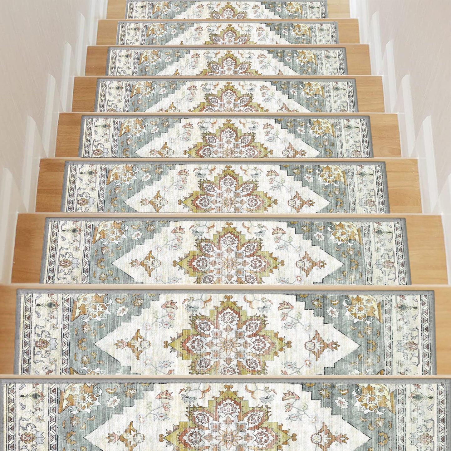 HEBE Carpet Stair Treads for Wooden Steps Indoor 15 Pack Non Slip Staircase Step Treads