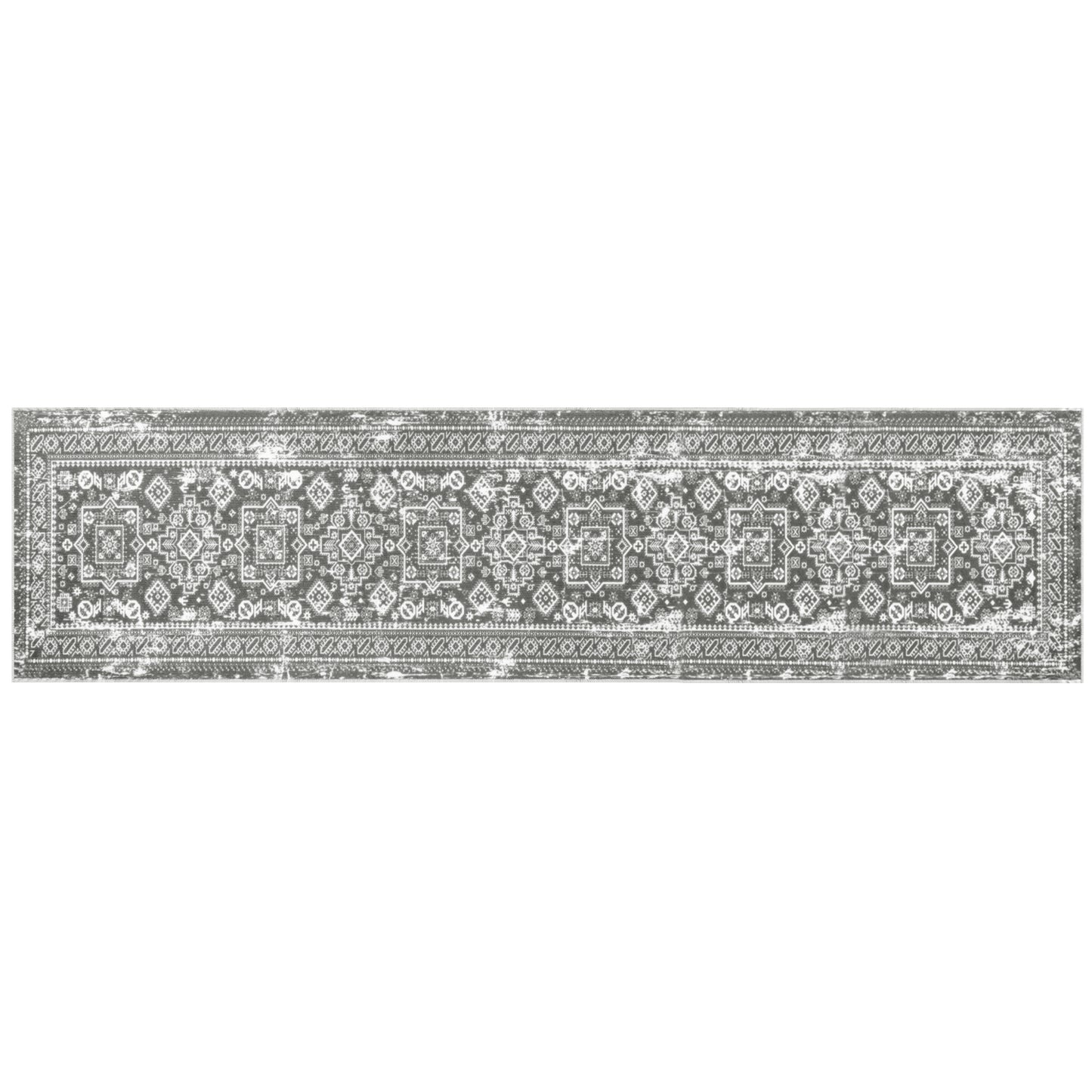 HEBE Hallway Runner Rug 2x10 Washable Rug Runner Non Slip Entryway Rug Floor Carpet Runner for Hallway Bedroom Kitchen Laundry Room, Grey