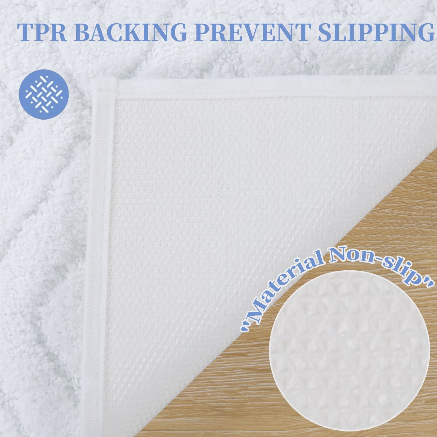 HEBE 3pcs Bathroom Rugs Set with U-Shaped Mat, Non Slip Water Absorbent Bath Rug Carpet