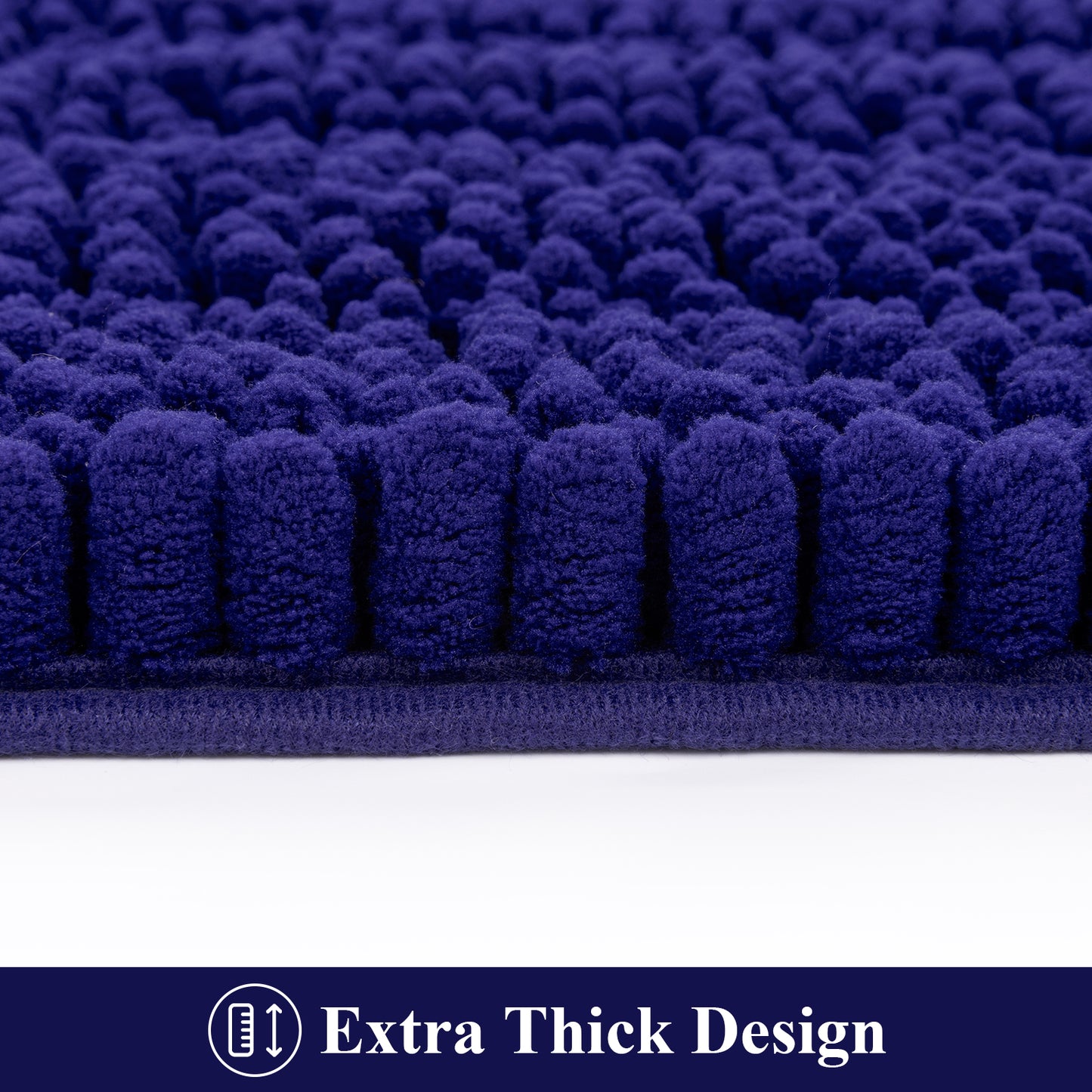 HEBE Ultra Soft Bathroom Rug Set 3 Pieces, Non Slip Thick Chenille Striped Bath Mat, Absorbent Plush Shaggy Bath Rugs for Bathroom