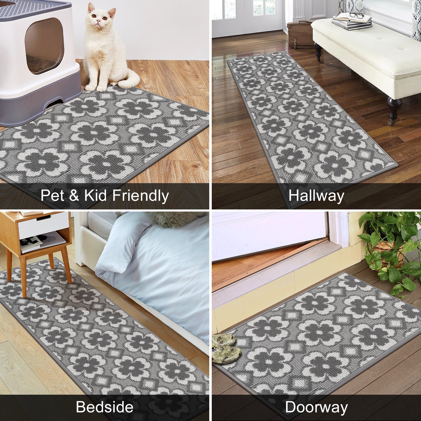 Kitchen Mat Sets 3 Piece Minimalist 3D Lattice Kitchen Floor Rugs with Non Slip Rubber Backing