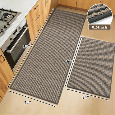 Kitchen Rugs and Mats Set of 2 Non Skid Washable Absorbent Laundry Floor Mat