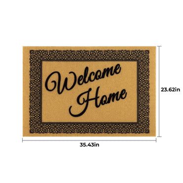 Synthetic Coco Coir Welcome Mat with Heavy Duty Backing, Anti-Slip Coconut Door Mat Outside Entrance, Welcome Doormat for Front Door, Porch, Entry, Patio, Garden, Garage, Mudroom