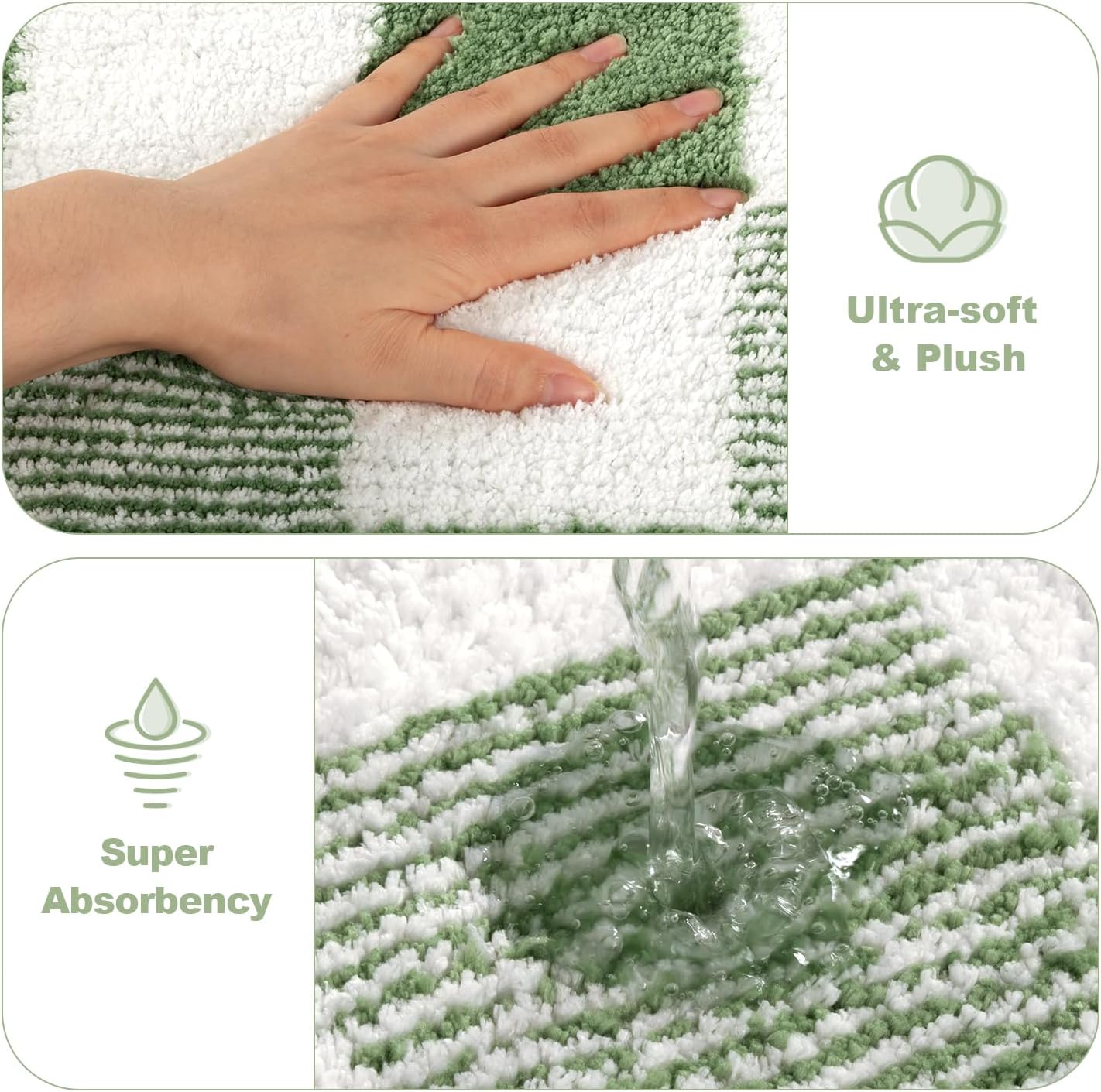 Checkered Bathroom Rug Sets 5 Piece, Non-Slip Ultra Absorbent Microfiber Bath Mats