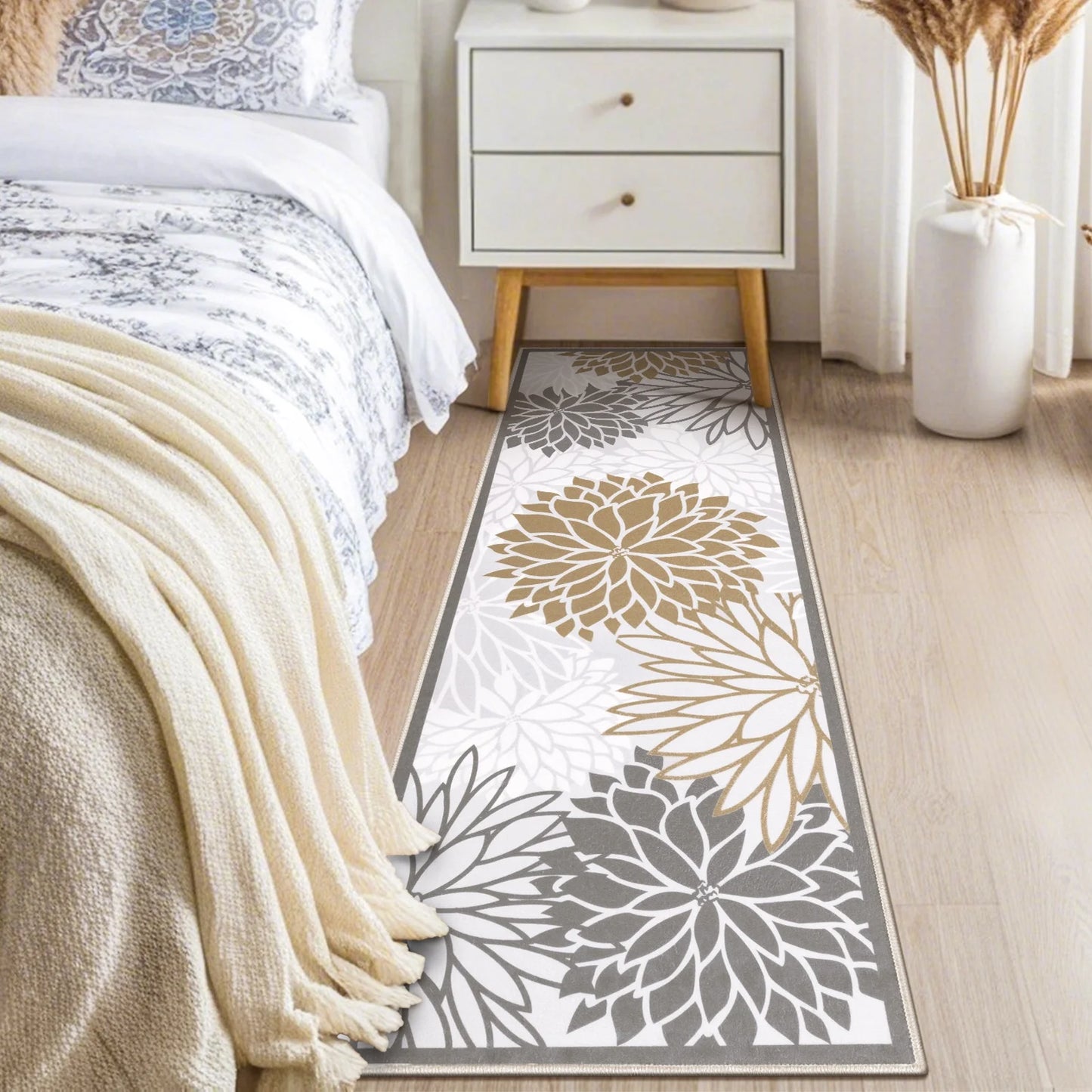 HEBE Hallway Runner Rug Non Slip Laundry Room Rug Runner Washable Kitchen Floor Carpet Rug Runner Farmhouse Entryway Mat Floral Area Rugs Runners for Hallway Bathroom Bedroom