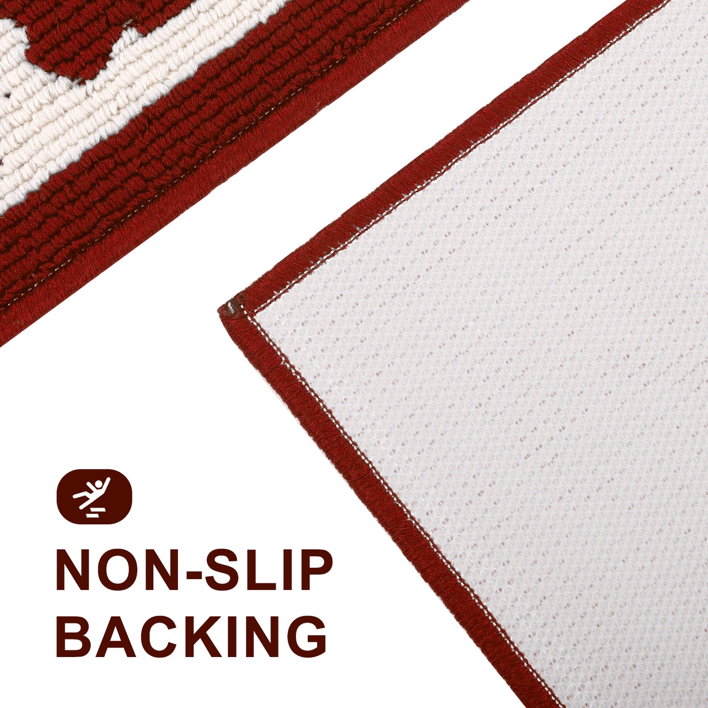 HEBE High-low Pile Non-slip Kitchen Mat Runner Rug (Set of 2--20"x32"+20"x60")