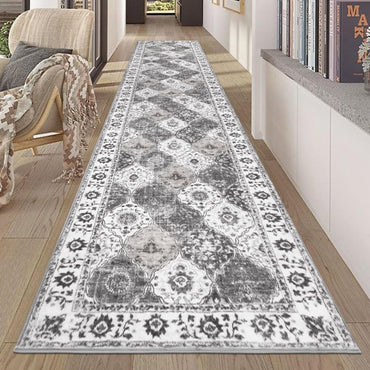 HEBE Hallway Runner Rug Washable Vintage Distressed Area Rugs Non Slip Laundry Rug Runner Boho Floor Carpet Runners for Hallways Entryway Laundry Room Kitchen Bathroom