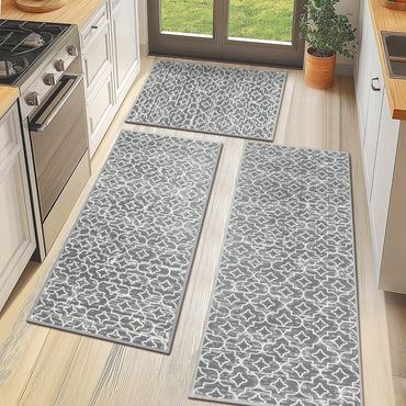 HEBE Kitchen Rug Set 3 Piece, Non Slip Machine Washable Mats for Home Floor and Living Room