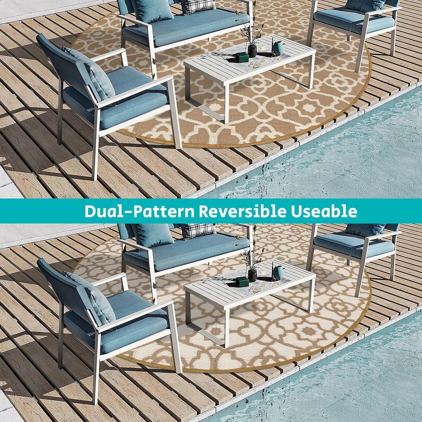 Outdoor Rug 6ft for Patios Waterproof Clearance Reversible Patio Mat Plastic Straw Rug RV Camping Mat Outside Area Rug Carpet for Camping