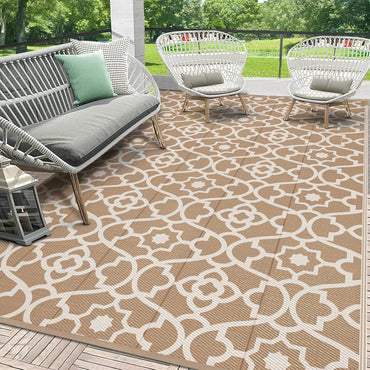 HEBE Outdoor Rug Waterproof Plastic Straw Rug Camping Rug, Reversible Outdoor Patio Rugs RV Mat Clearance, Indoor Outside Floor Carpet for Porch,Deck,Camper,Balcony,Backyard