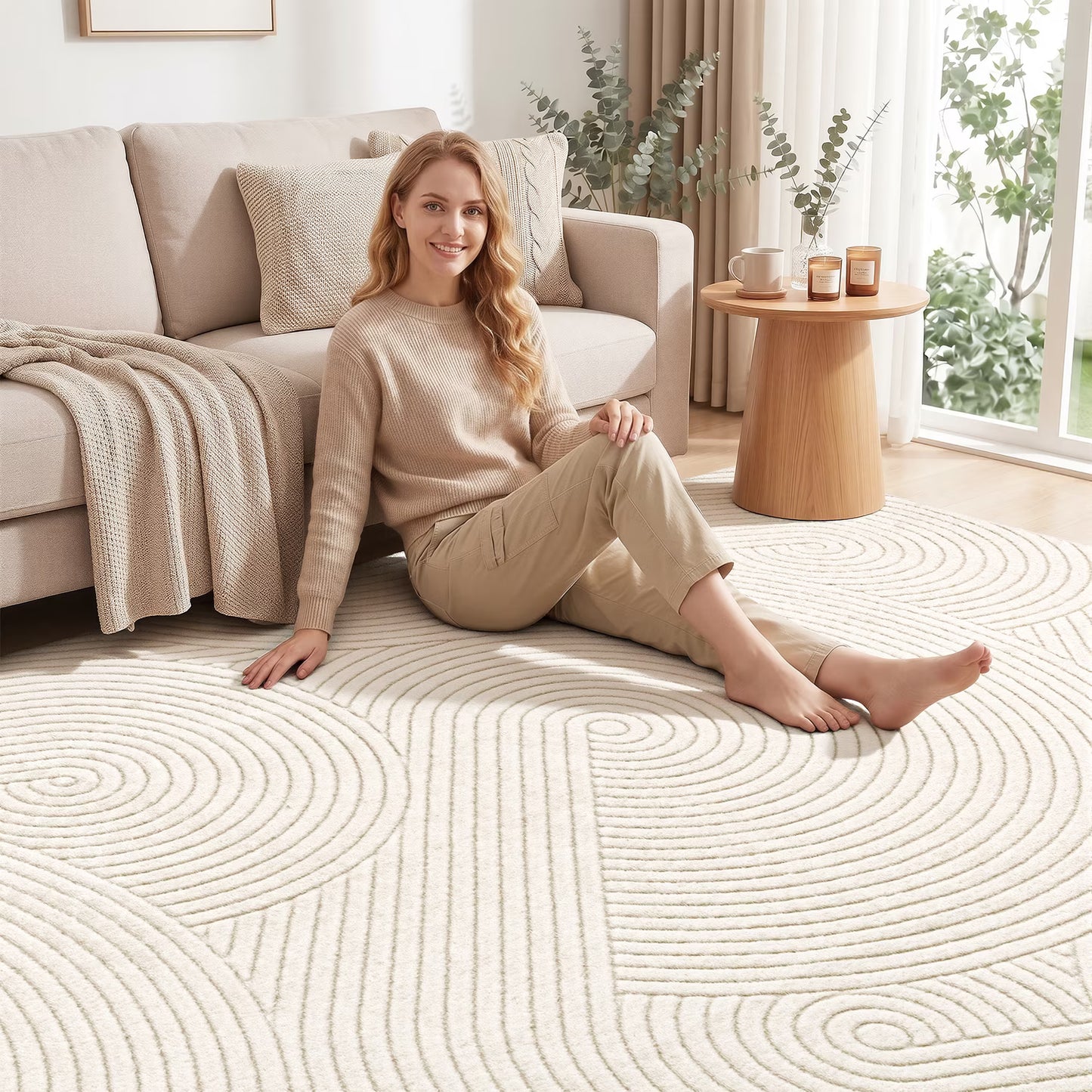HEBE Area Rugs for Living Room, Washable Non Slip Modern Accent Carpet