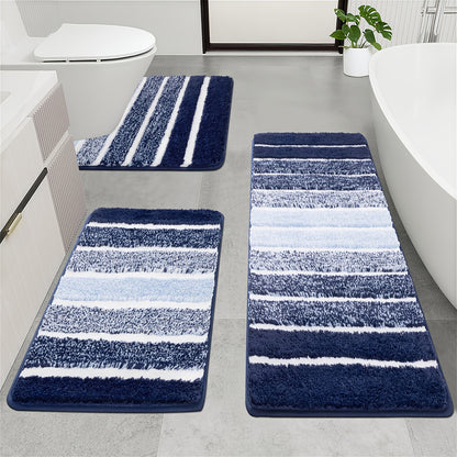 Bathroom Rugs Sets 3 Piece Bathroom Shower Rugs with U-Shaped Contour Toilet Mat   Absorbent Microfiber Plush Bath Mats Non Slip Bath Rug Machine Washable Shaggy Bath Mat   Set