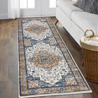 HEBE Hallway Runner Rug 2'x6' Washable Vintage Distressed Area Rugs Non Slip Laundry Rug Runner