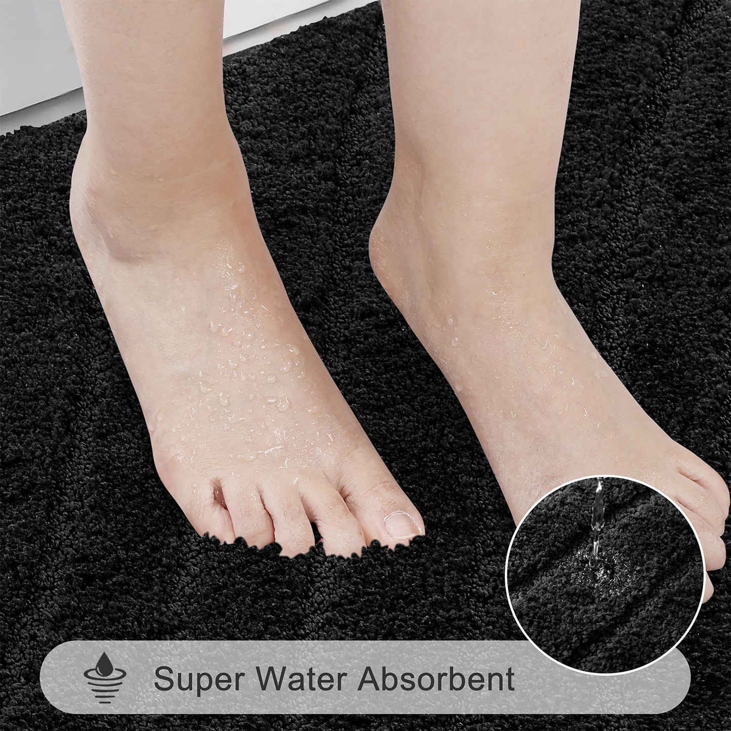 HEBE Microfiber Bathroom Rugs Sets 3 Piece,Super Absorbent Non Slip Bath Mats Rugs for Bathroom
