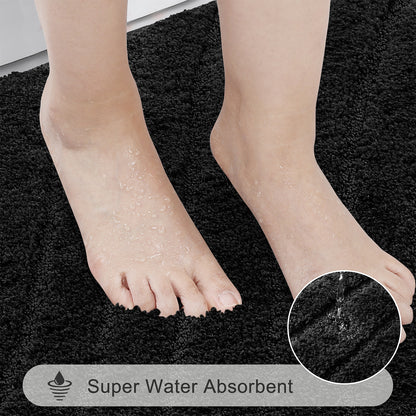 HEBE Microfiber Bathroom Rugs Sets 3 Piece,Super Absorbent Non Slip Bath Mats Rugs for Bathroom