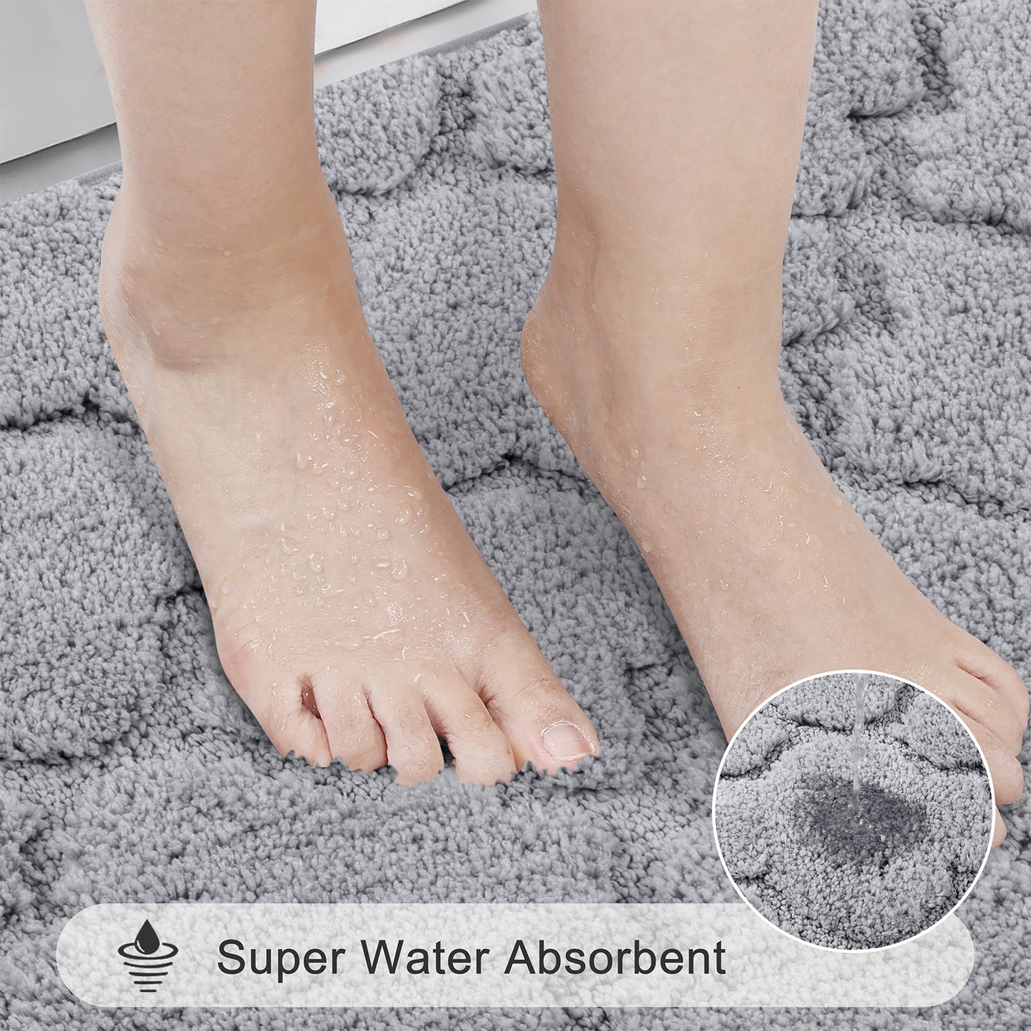 Bathroom Rugs Set of 3,Absorbent Non-Slip Machine Washable Bath Rugs