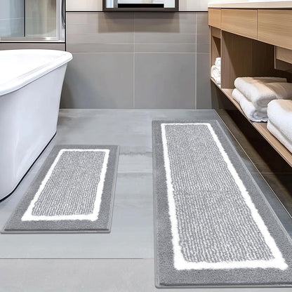 2 Piece Bath Rugs Bath Mat Set Shaggy Bathroom Mat Rug Set Non Slip Absorbent Bath Mat for Bathroom Extra Soft Machine Washable Bathroom Floor Mats