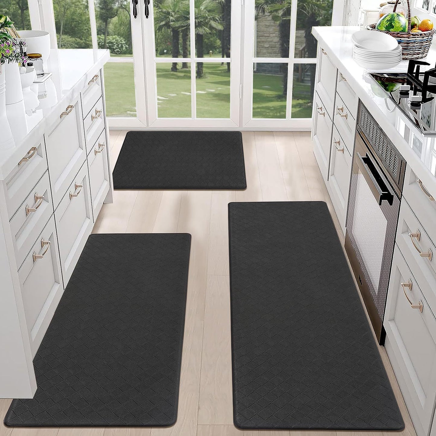 Anti Fatigue 3 Piece Waterproof Kitchen Mats - Non Slip Comfort Standing Mat Runner for Home Office, Sink, Laundry