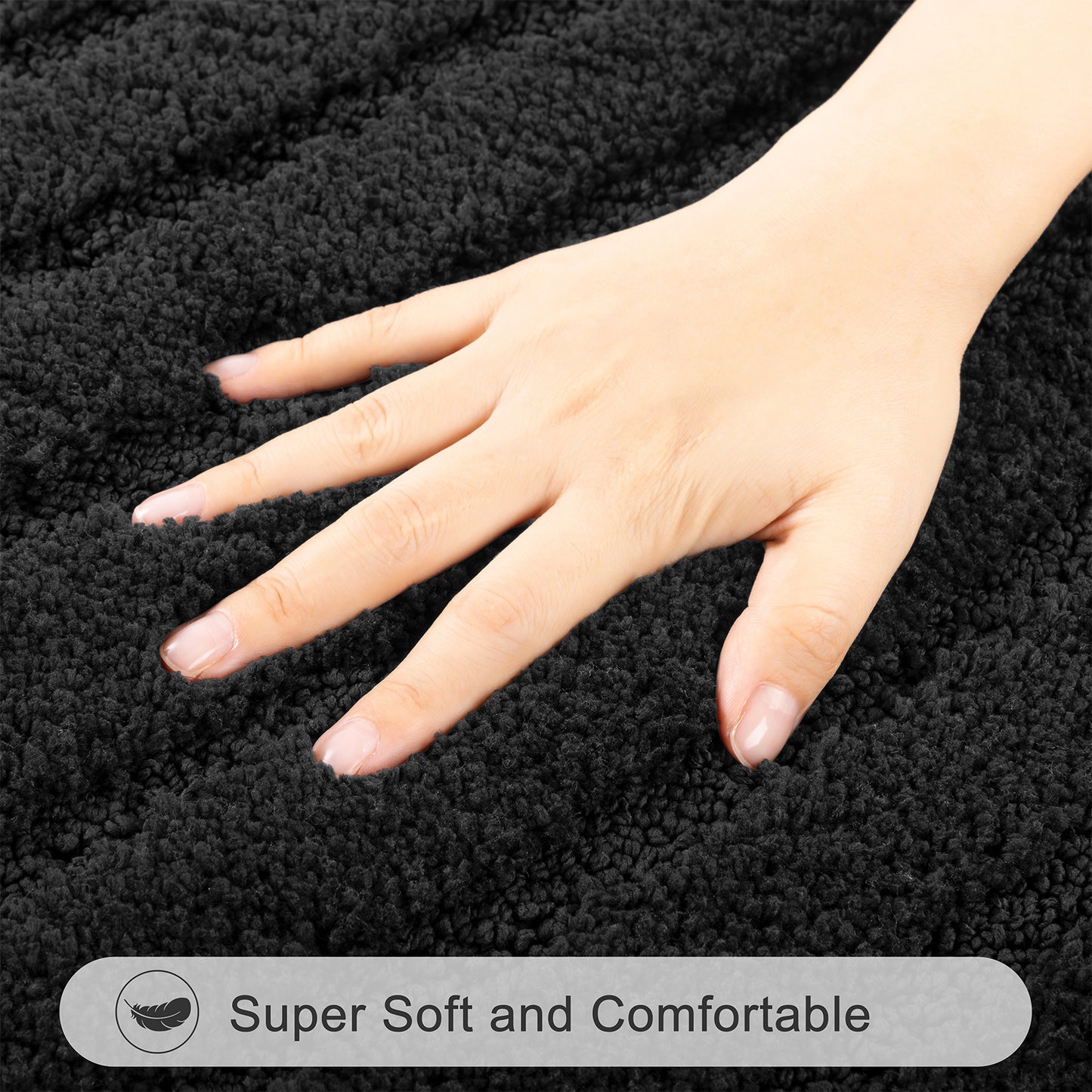 HEBE Microfiber Bathroom Rugs Sets 3 Piece,Super Absorbent Non Slip Bath Mats Rugs for Bathroom