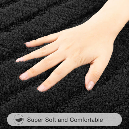 HEBE Microfiber Bathroom Rugs Sets 3 Piece,Super Absorbent Non Slip Bath Mats Rugs for Bathroom