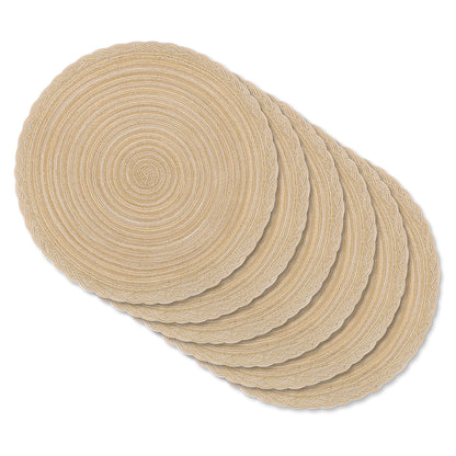 HEBE 15" Braid Round Placemat Set of 6, Large Cotton Woven Non-Slip Placemat Set of 6 Heat Resistant Placemat 6 Piece