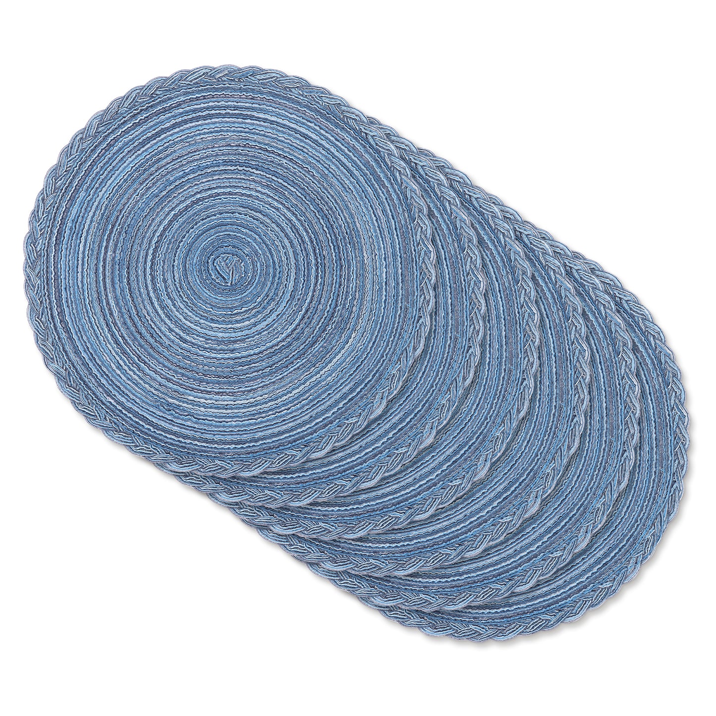 HEBE 15" Braid Round Placemat Set of 6, Large Cotton Woven Non-Slip Placemat Set of 6 Heat Resistant Placemat 6 Piece