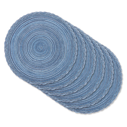 HEBE 15" Braid Round Placemat Set of 6, Large Cotton Woven Non-Slip Placemat Set of 6 Heat Resistant Placemat 6 Piece