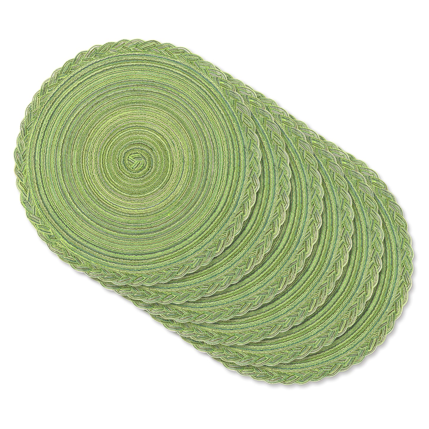 HEBE 15" Braid Round Placemat Set of 6, Large Cotton Woven Non-Slip Placemat Set of 6 Heat Resistant Placemat 6 Piece