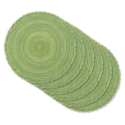 HEBE 15" Braid Round Placemat Set of 6, Large Cotton Woven Non-Slip Placemat Set of 6 Heat Resistant Placemat 6 Piece