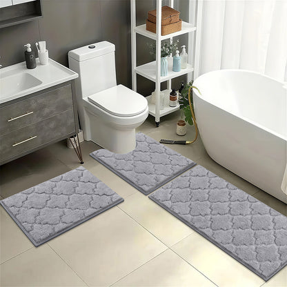 Bathroom Rugs Set of 3,Absorbent Non-Slip Machine Washable Bath Rugs