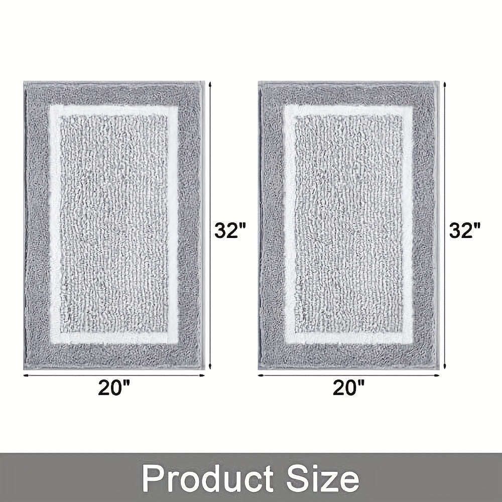 2 Piece Bath Rugs Bath Mat Set Shaggy Bathroom Mat Rug Set Non Slip Absorbent Bath Mat for Bathroom Extra Soft Machine Washable Bathroom Floor Mats