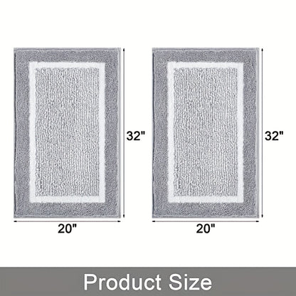 2 Piece Bath Rugs Bath Mat Set Shaggy Bathroom Mat Rug Set Non Slip Absorbent Bath Mat for Bathroom Extra Soft Machine Washable Bathroom Floor Mats