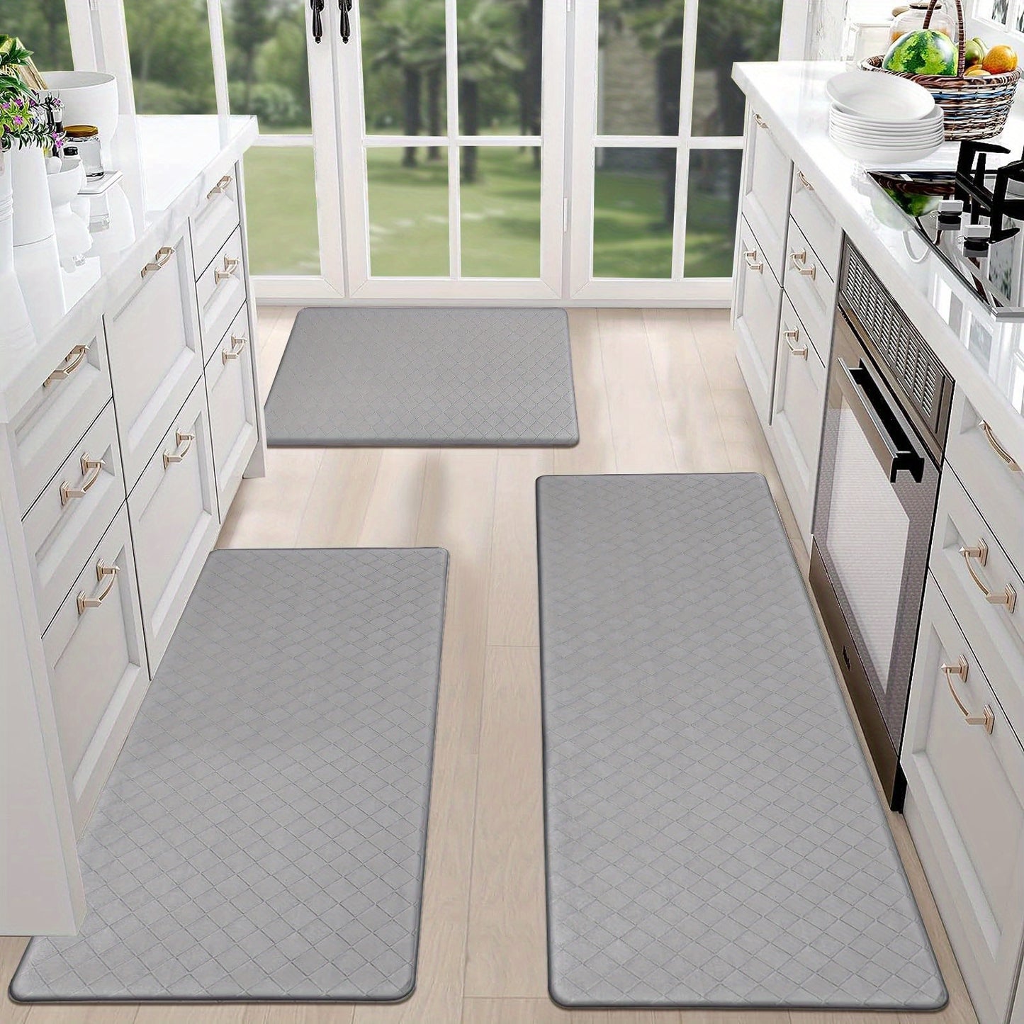 Anti Fatigue 3 Piece Waterproof Kitchen Mats - Non Slip Comfort Standing Mat Runner for Home Office, Sink, Laundry
