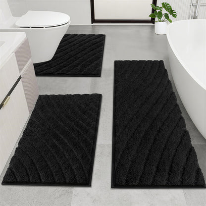 HEBE Microfiber Bathroom Rugs Sets 3 Piece,Super Absorbent Non Slip Bath Mats Rugs for Bathroom