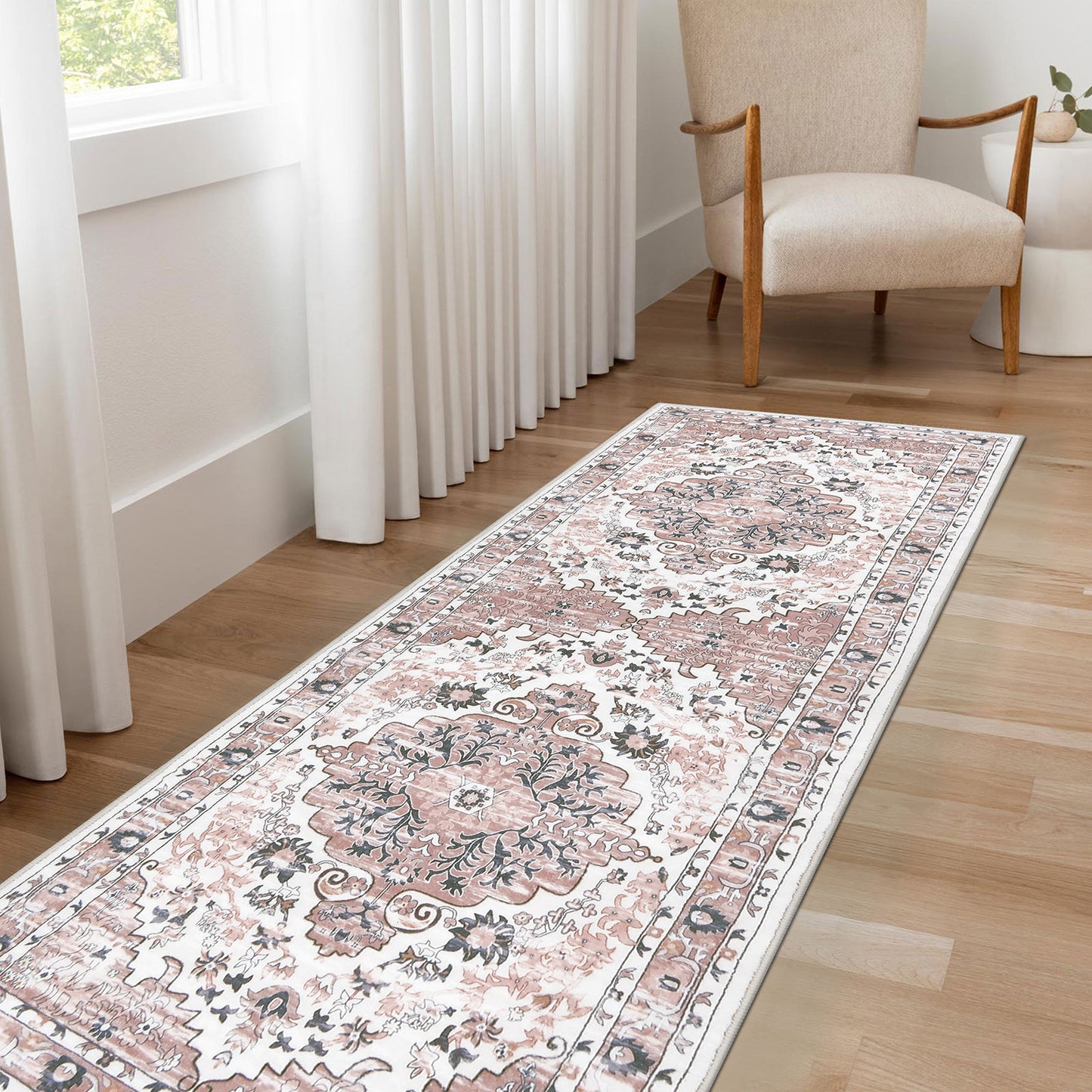 HEBE Boho Runner Rug Non Slip Washable Runner Rug for Hallway Fluffy Kitchen Rugs Laundry Room Rug Floor Carpet Runners for Hallway, Bedroom, Entryway