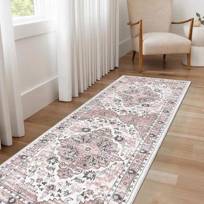 HEBE Boho Runner Rug Non Slip Washable Runner Rug for Hallway Fluffy Kitchen Rugs Laundry Room Rug Floor Carpet Runners for Hallway, Bedroom, Entryway