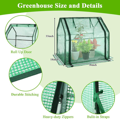 Portable Mini Greenhouse Small Green House with Waterproof Pad  Plant Cover Tent for Garden Small Plants Indoor Outdoor, Green PE