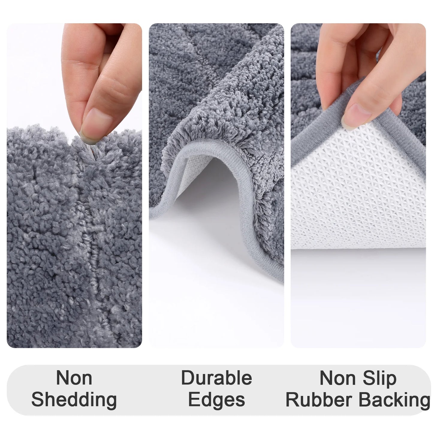 HEBE Bathroom Rugs Sets 4 Piece, Super Soft and Absorbent Non Slip Microfiber Toilet Bathroom Mats