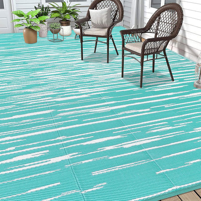 HEBE Outdoor Rug for Patios Clearance Waterproof Patio Mat Plastic Straw Rug Reversible RV Camping Tent Rug Outside Indoor Outdoor Area Rugs for RV,Deck,Beach,Balcony,Camper