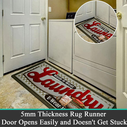 Laundry Room Rug Runner  Non Slip Waterproof Rubber Backing Laundry Mat