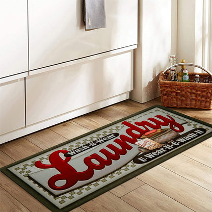 Laundry Room Rug Runner  Non Slip Waterproof Rubber Backing Laundry Mat