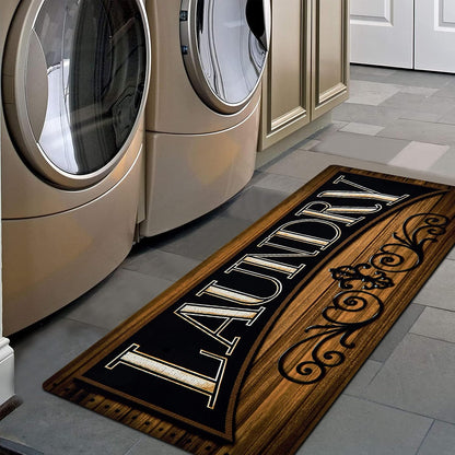 Laundry Room Rug Runner  Non Slip Waterproof Rubber Backing Laundry Mat
